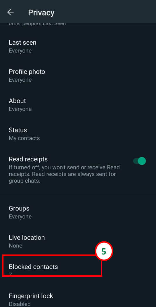 WhatsApp Blocked contacts