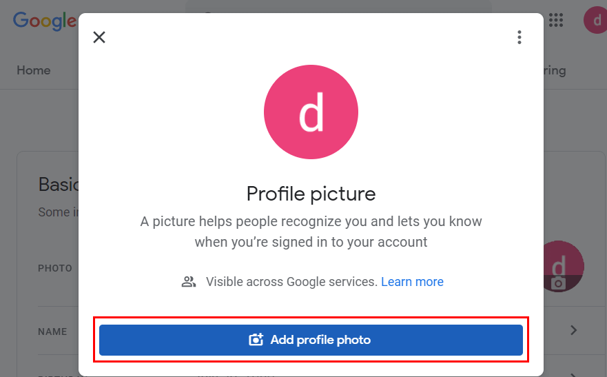 Add Google Profile Picture