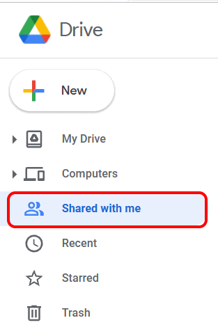 Shared with me in Google Drive