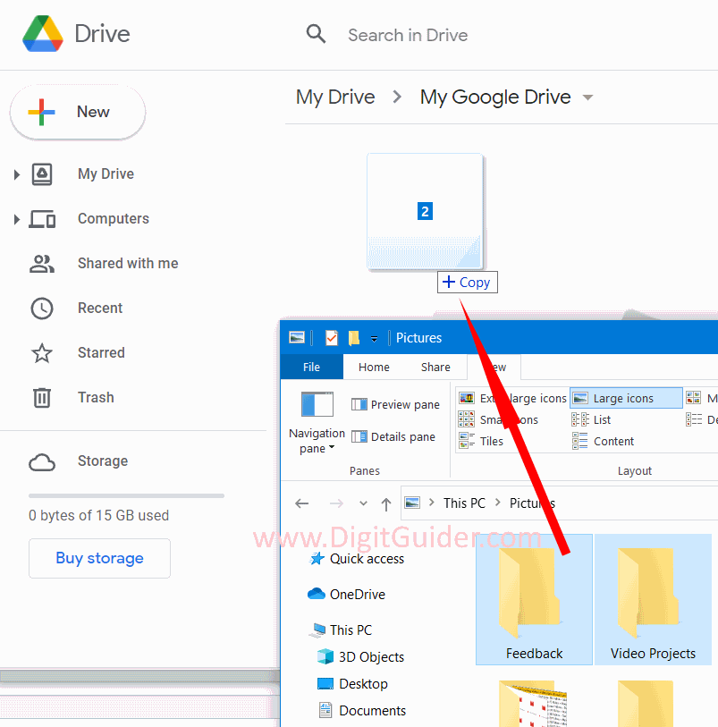 drag and drop files to Google Drive