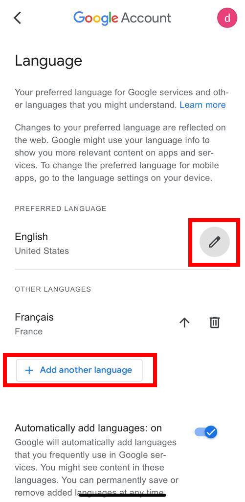 Change language in Google on Iphone