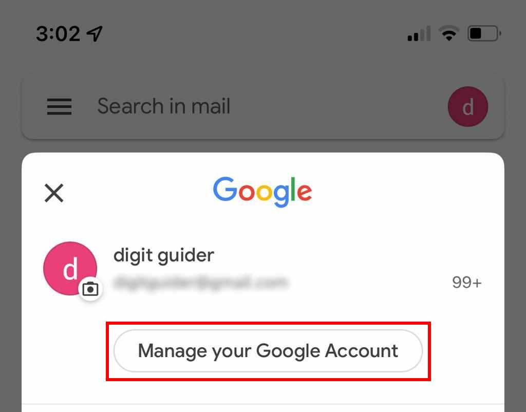 Manage your Google Account on iPhone device