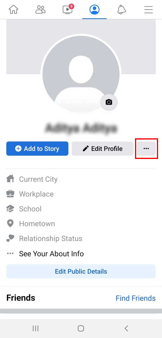 tap menu for lock fb profile