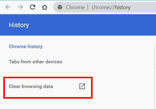 Clear Browsing Data on Chrome