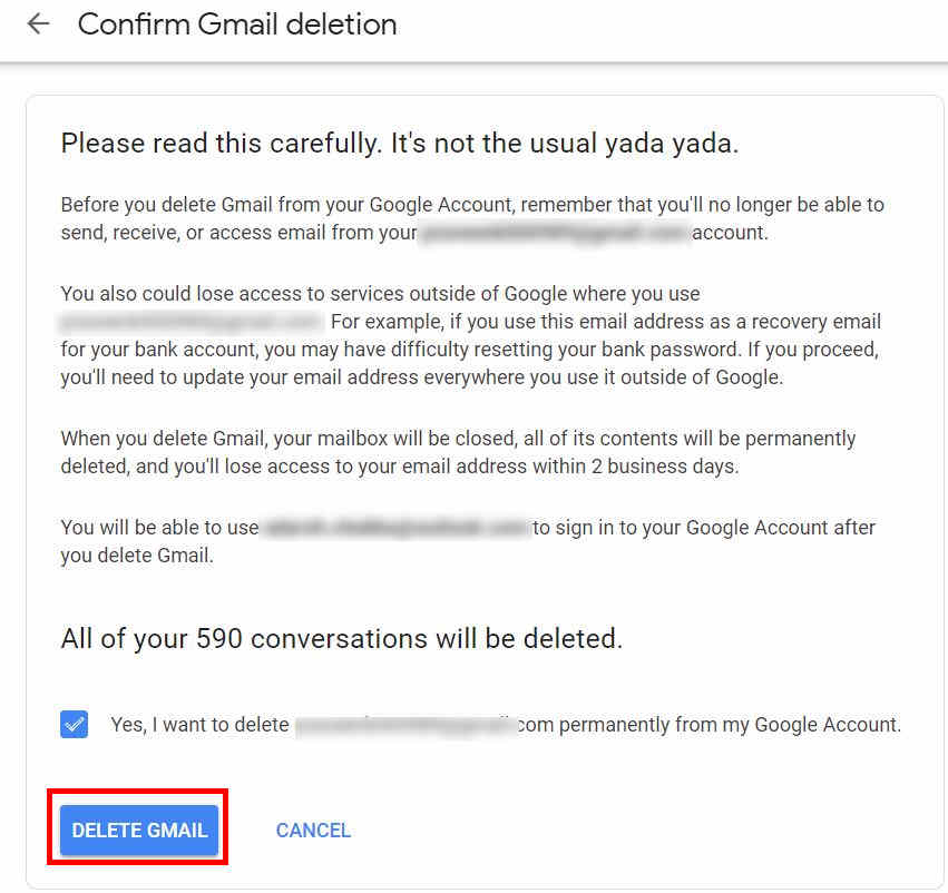 Confirm Gmail Deletion