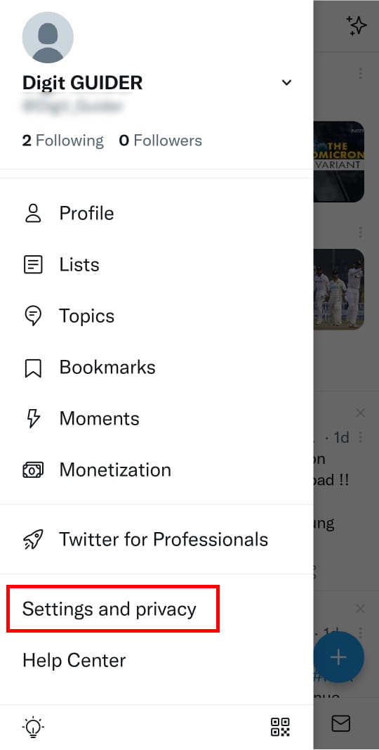 Settings and Privacy on Twitter from Android