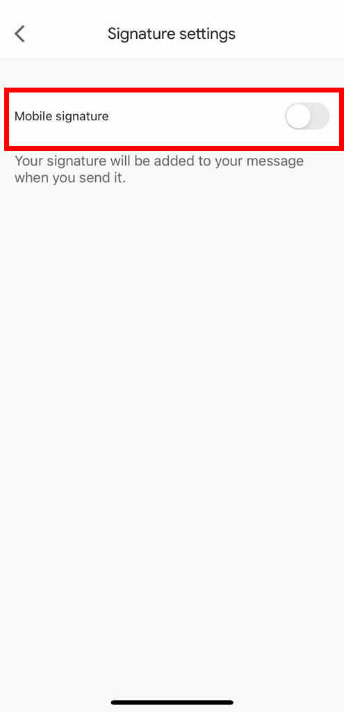 Switch on Signature Settings on Gmail Iphone app