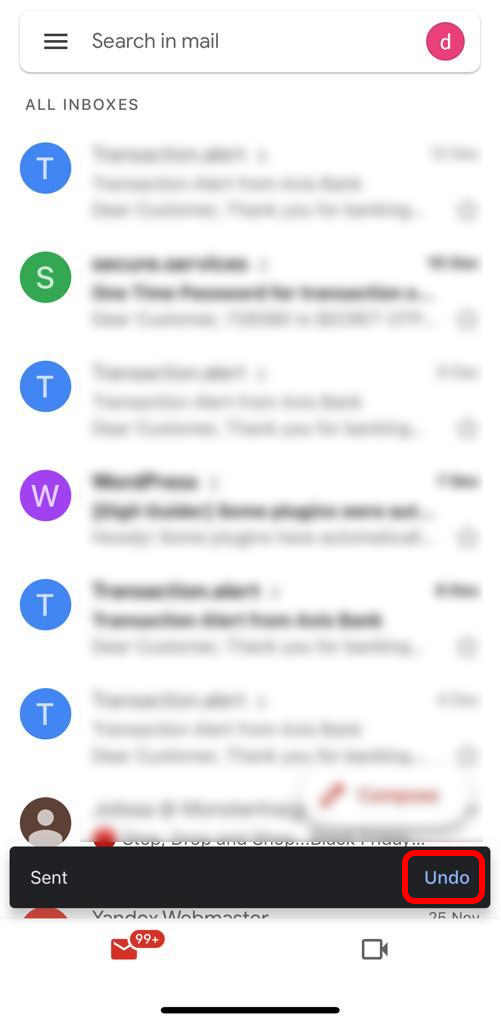Unsend an Email in Gmail on iPhone