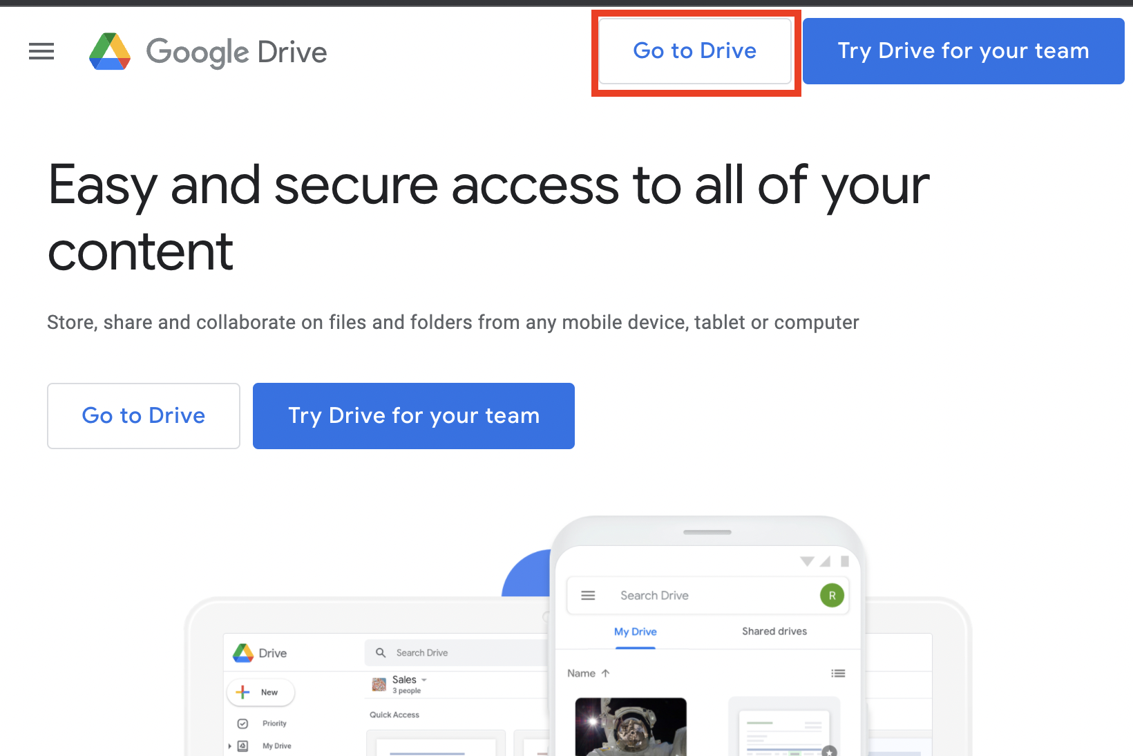 go to google drive login
